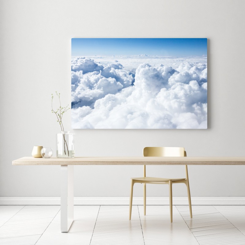 Leinwandbild blick von oben: sanfte wolken und blauer himmel – Wallnifity® Leinwandbild blick von oben: sanfte wolken und blauer himmel – Wallnifity®