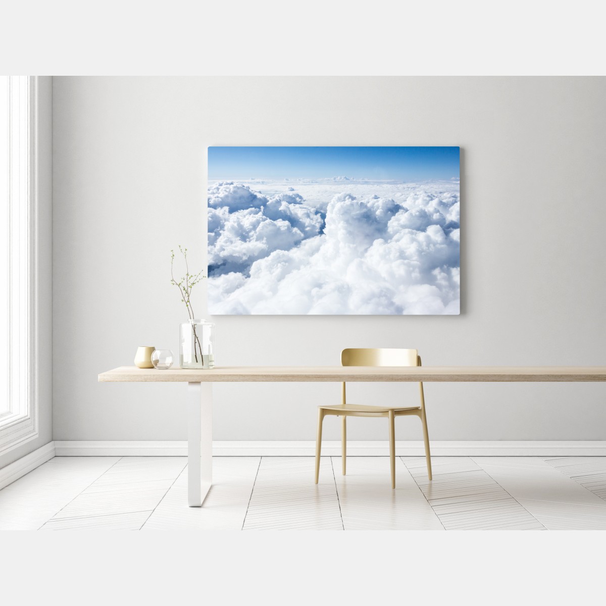 Leinwandbild blick von oben: sanfte wolken und blauer himmel – Wallnifity® Leinwandbild blick von oben: sanfte wolken und blauer himmel – Wallnifity®