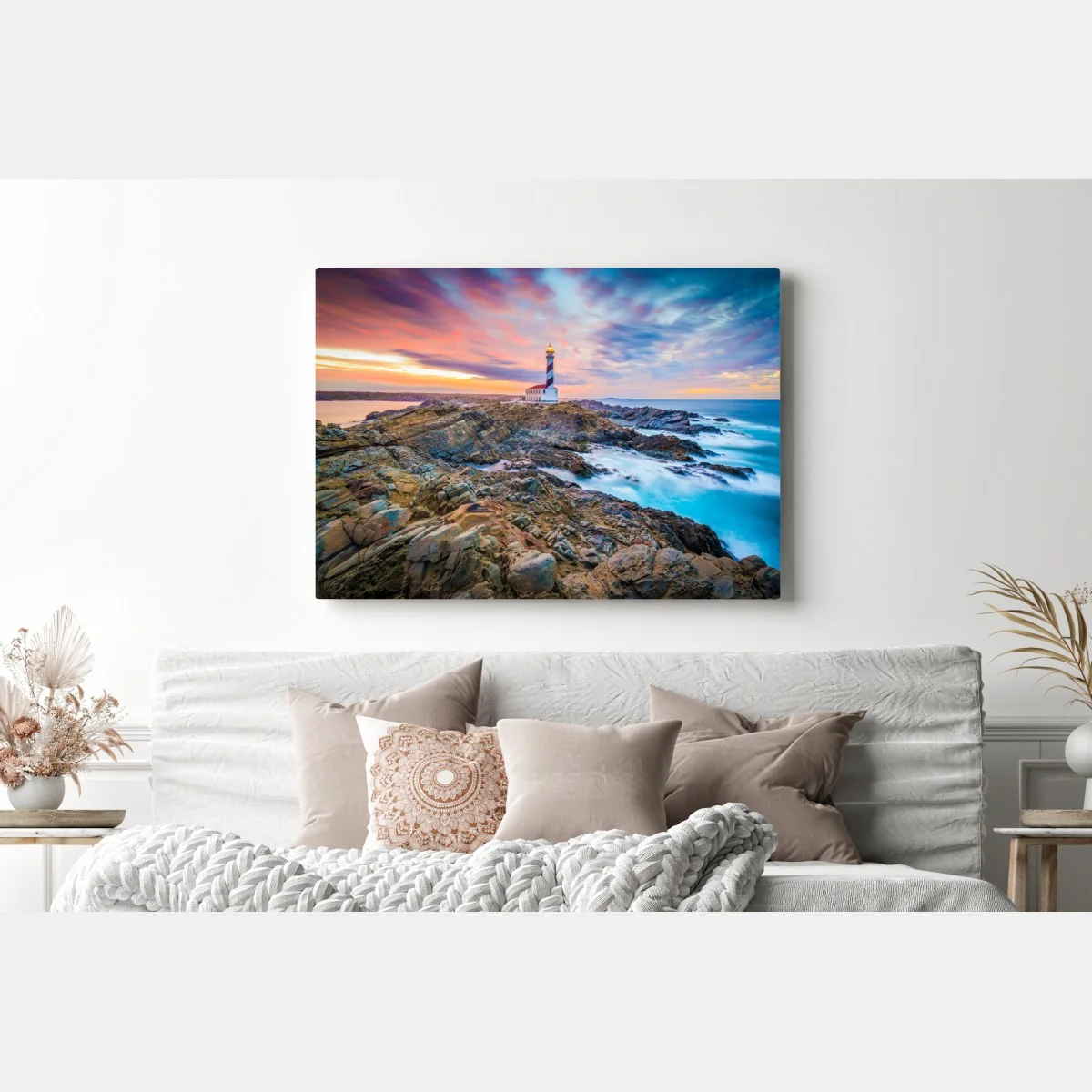 Leinwandbild sonnenuntergang bei leuchtturm Favaritx, Menorca – Wallnifity® Leinwandbild sonnenuntergang bei leuchtturm Favaritx, Menorca – Wallnifity®