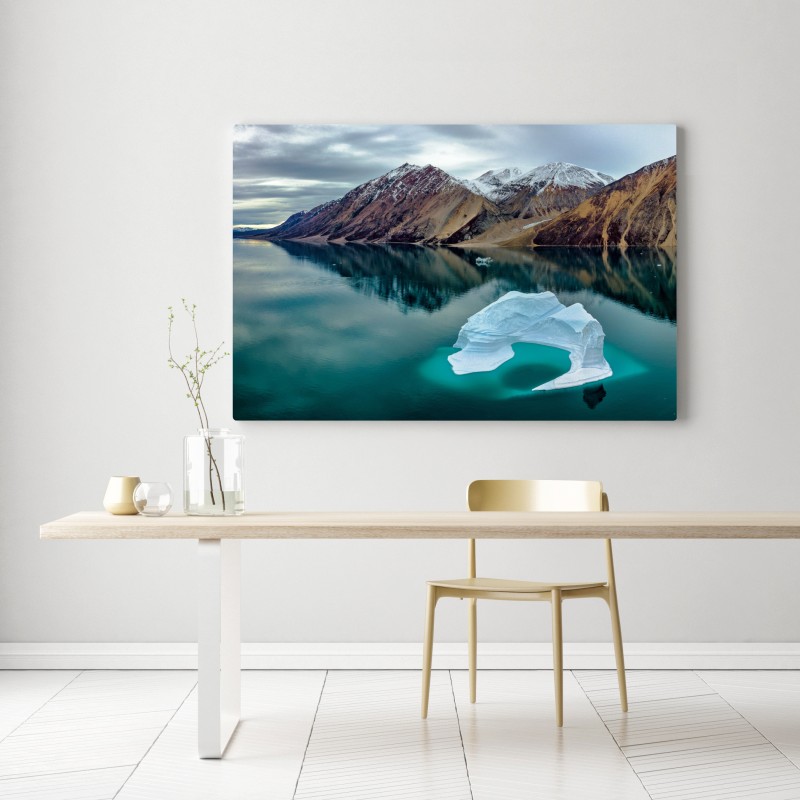 Leinwandbild eisberg und bergreflexionen in türkisfarbenem wasser – Wallnifity® Leinwandbild eisberg und bergreflexionen in türkisfarbenem wasser – Wallnifity®