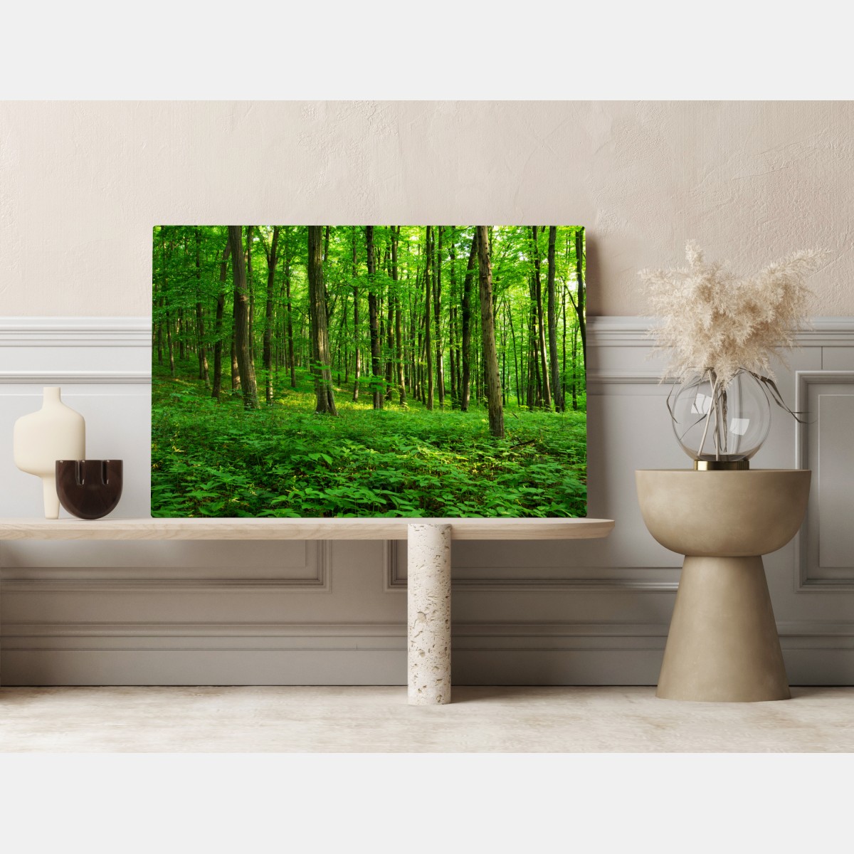 Leinwandbild sonniger grüner wald im frühling – Wallnifity® Leinwandbild sonniger grüner wald im frühling – Wallnifity®