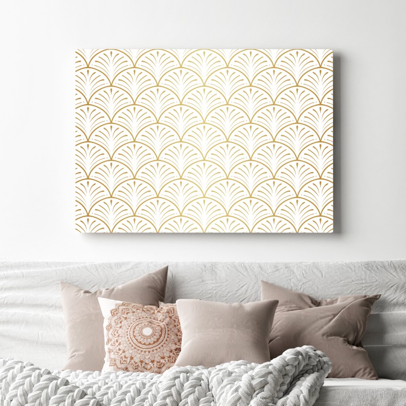 Leinwandbild goldenes art deco fächermuster – Wallnifity® Leinwandbild goldenes art deco fächermuster – Wallnifity®