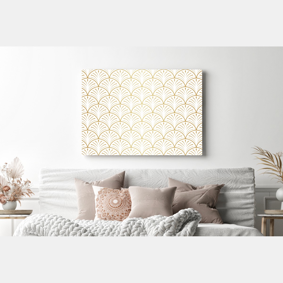 Leinwandbild goldenes art deco fächermuster – Wallnifity® Leinwandbild goldenes art deco fächermuster – Wallnifity®