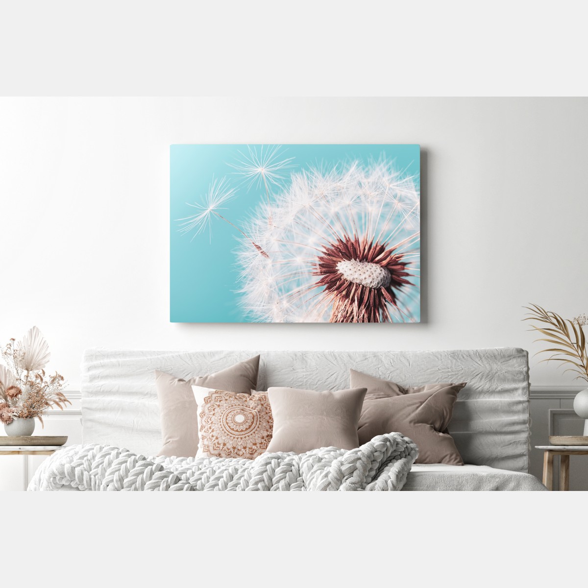 Leinwandbild zarter löwenzahn vor türkisfarbenem hintergrund – Wallnifity® Leinwandbild zarter löwenzahn vor türkisfarbenem hintergrund – Wallnifity®