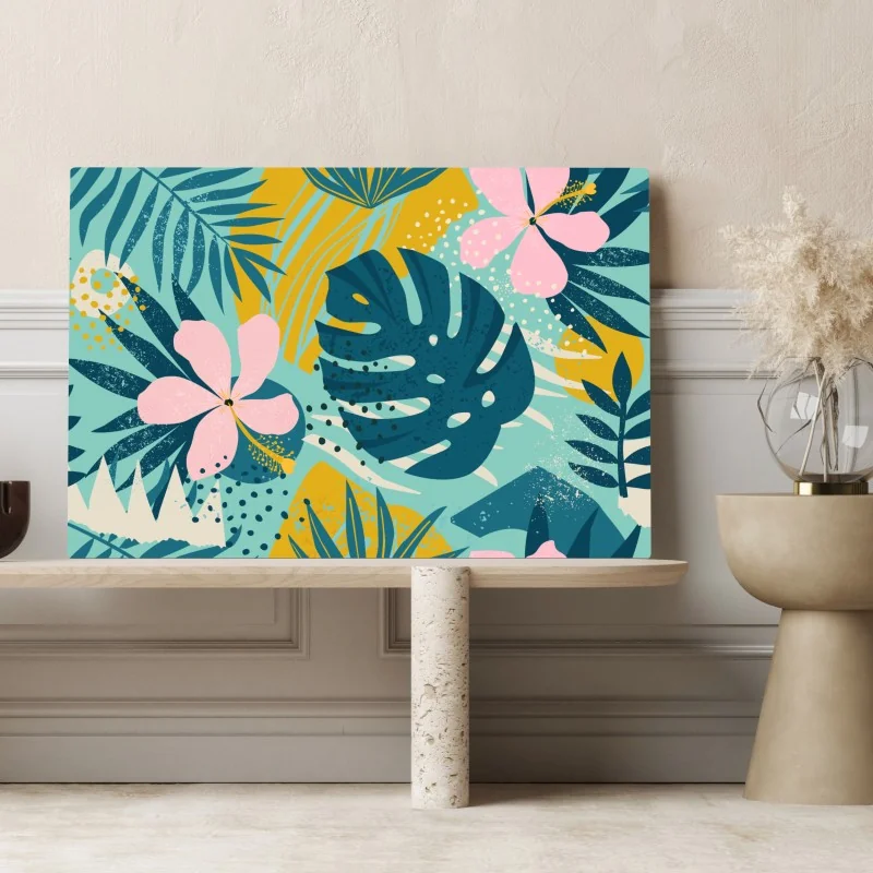 Leinwandbild tropische blätter und blüten – Wallnifity® Leinwandbild tropische blätter und blüten – Wallnifity®