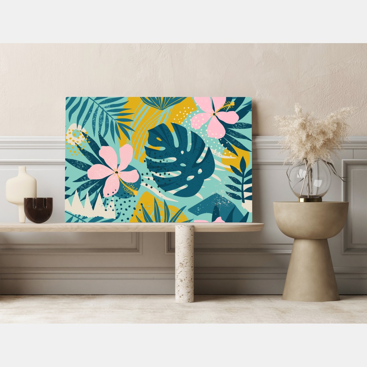 Leinwandbild tropische blätter und blüten – Wallnifity® Leinwandbild tropische blätter und blüten – Wallnifity®