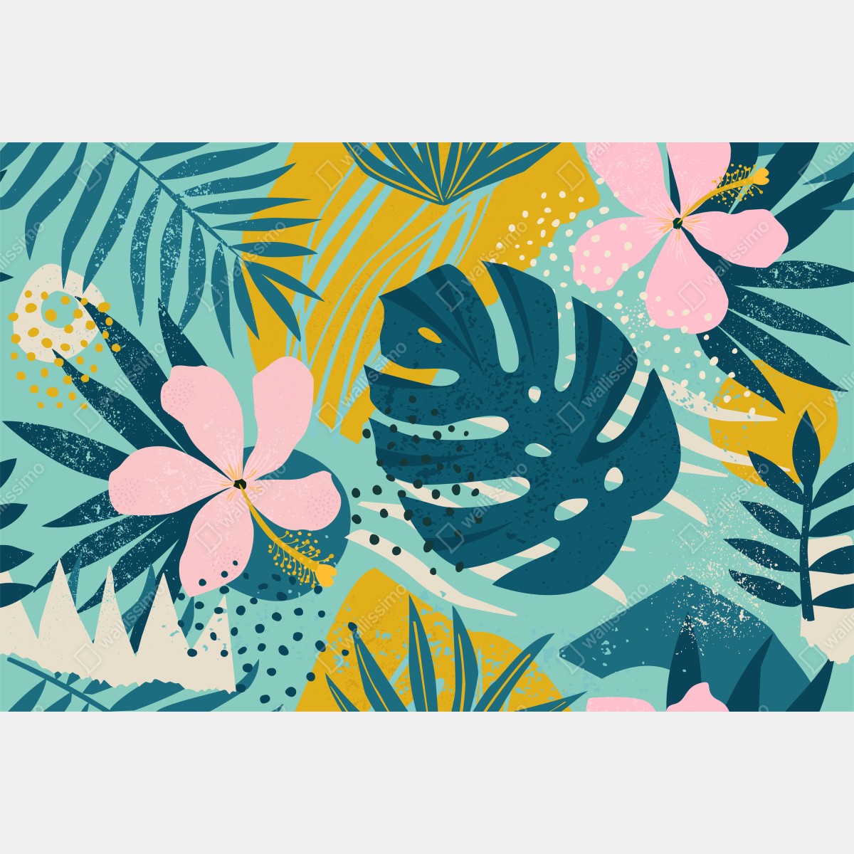 Leinwandbild tropische blätter und blüten – Wallnifity® Leinwandbild tropische blätter und blüten – Wallnifity®