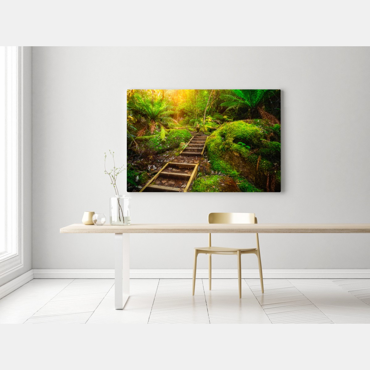 Leinwandbild moosiger regenwaldpfad auf der Tasman-Halbinsel – Wallnifity® Leinwandbild moosiger regenwaldpfad auf der Tasman-Halbinsel – Wallnifity®