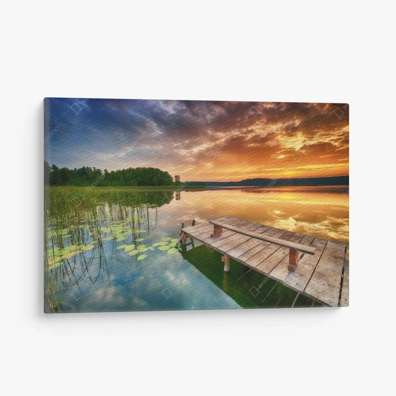 Leinwandbild moderne stadtskyline gespiegelt im wasser – Wallnifity®