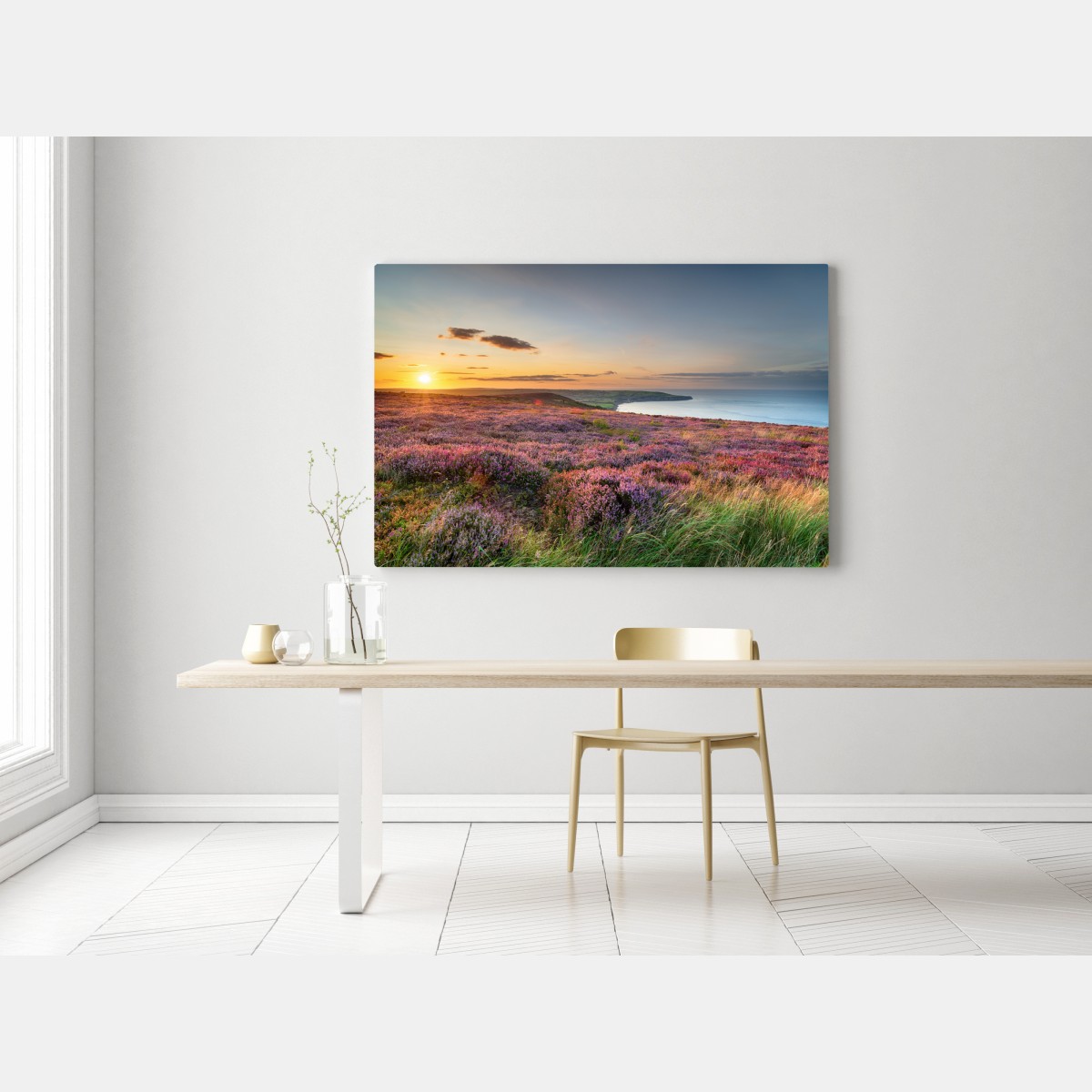 Leinwandbild sonnenuntergang über der heide auf den North York Moors – Wallnifity® Leinwandbild sonnenuntergang über der heide auf den North York Moors – Wallnifity®