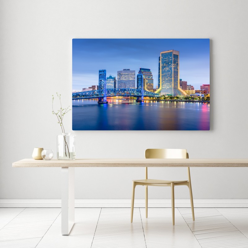 Leinwandbild Jacksonville skyline bei dämmerung – Wallnifity® Leinwandbild Jacksonville skyline bei dämmerung – Wallnifity®