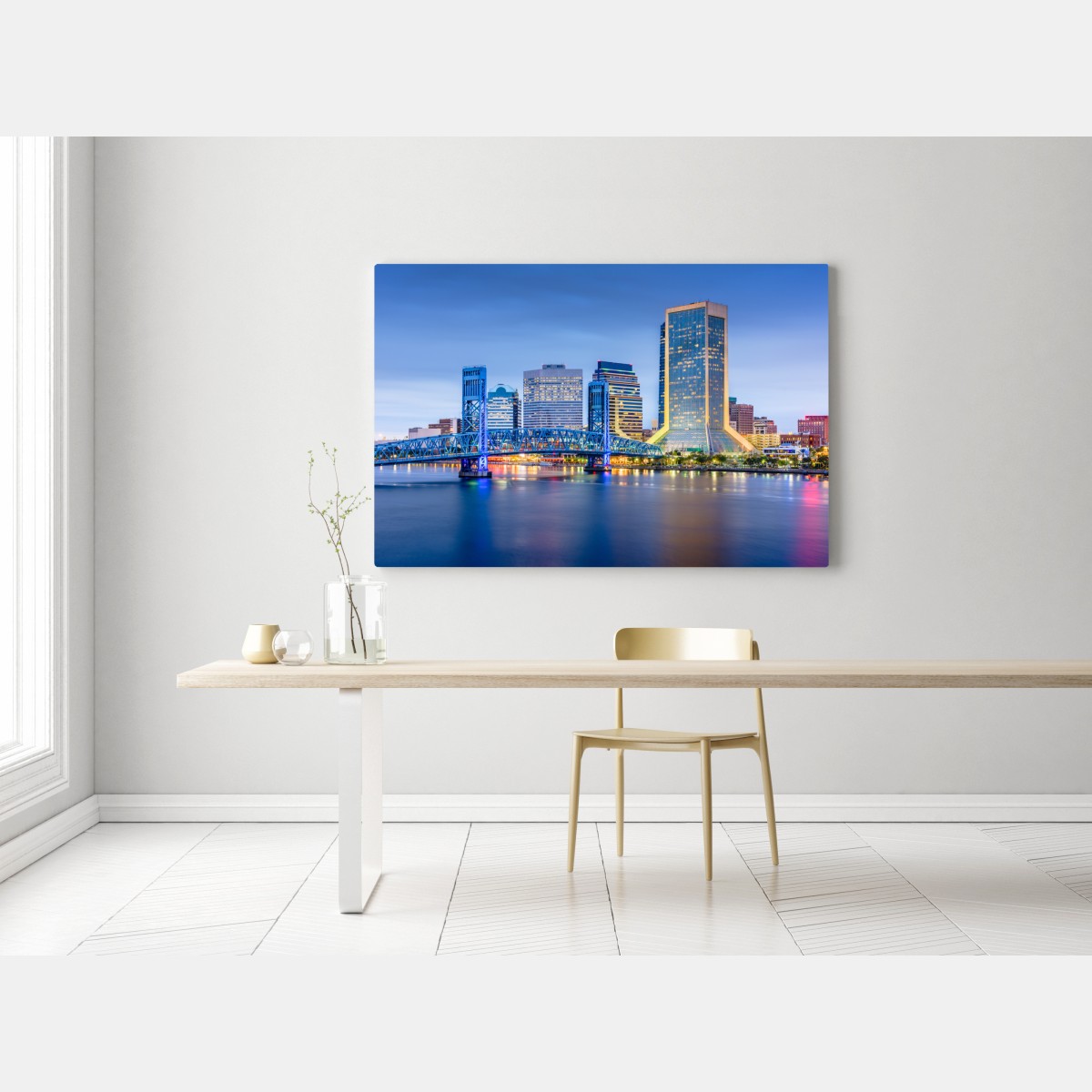 Leinwandbild Jacksonville skyline bei dämmerung – Wallnifity® Leinwandbild Jacksonville skyline bei dämmerung – Wallnifity®