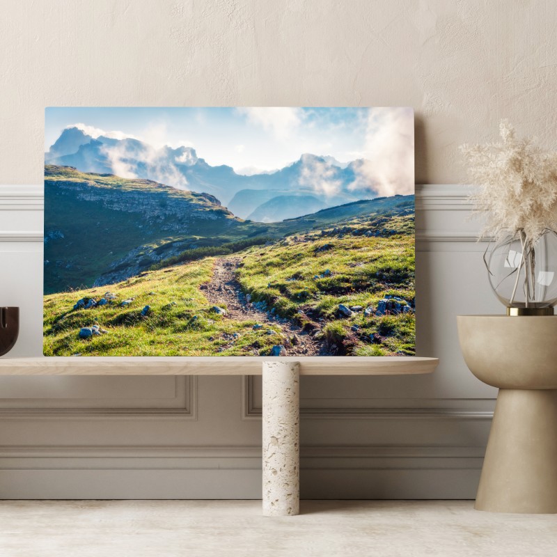 Leinwandbild nebliger morgen auf Monte Piana, Dolomiten – Wallnifity®