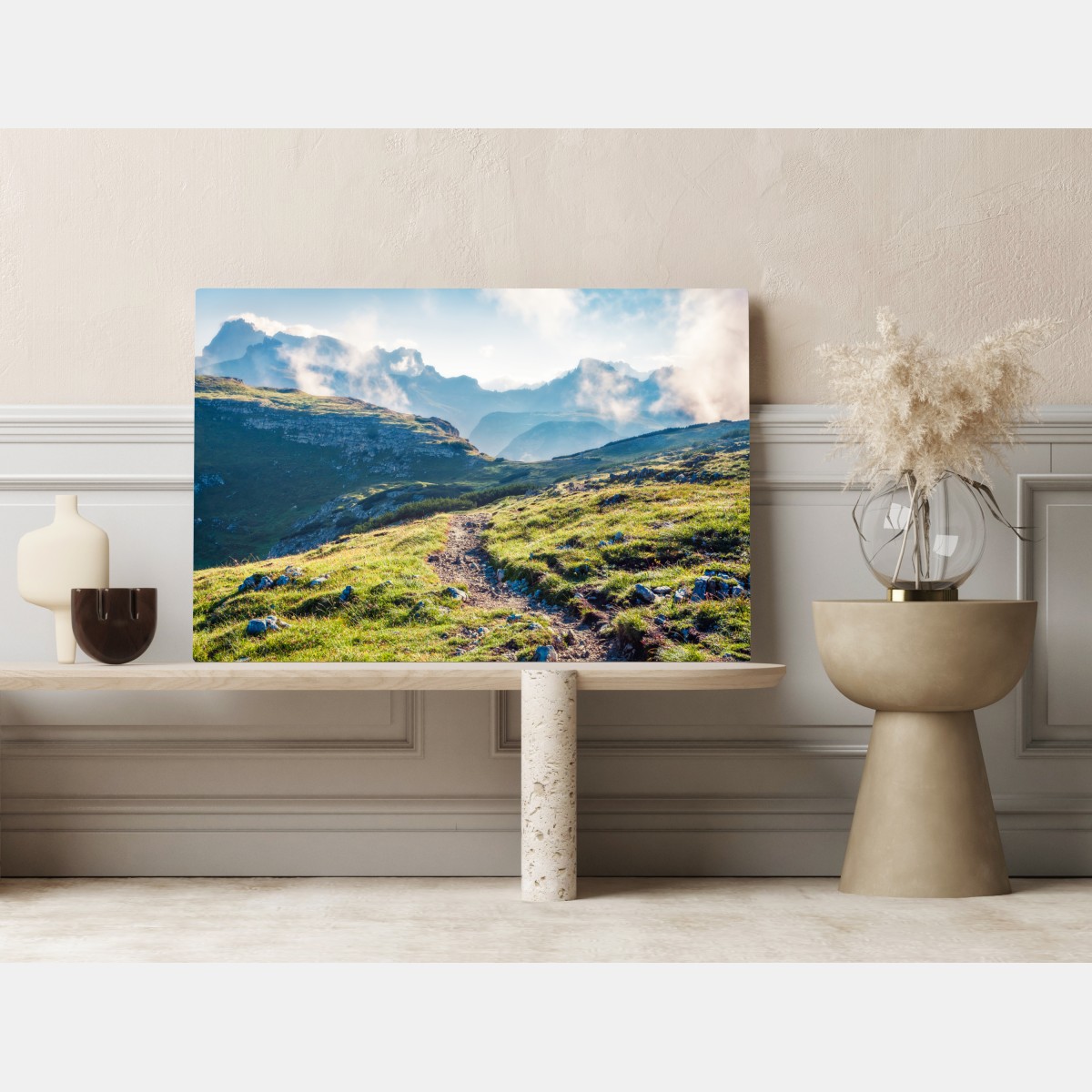 Leinwandbild nebliger morgen auf Monte Piana, Dolomiten – Wallnifity®