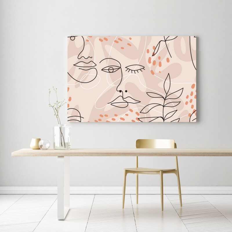 Leinwandbild pastell linienzeichnungen gesichter – Wallnifity® Leinwandbild pastell linienzeichnungen gesichter – Wallnifity®