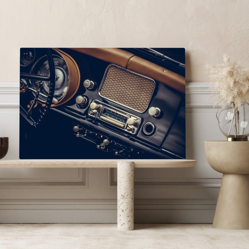 Leinwandbild vintage armaturenbrett nahaufnahme – Wallnifity®