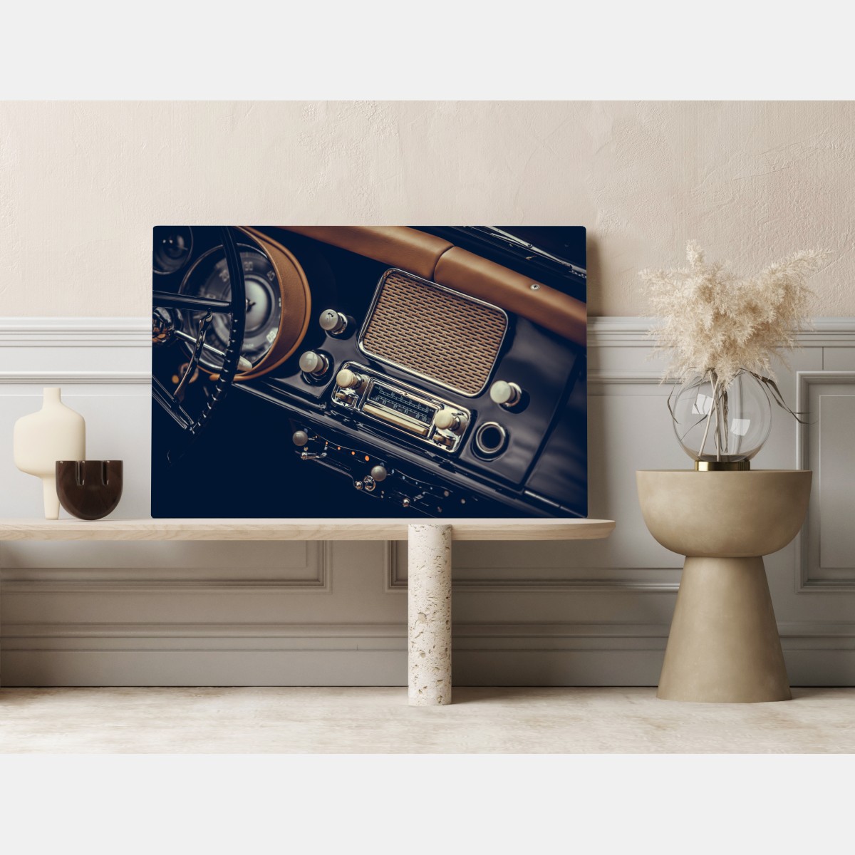 Leinwandbild vintage armaturenbrett nahaufnahme – Wallnifity®