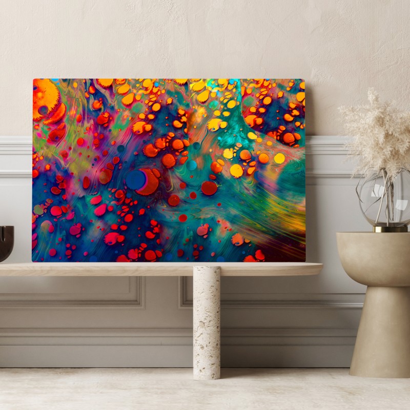 Leinwandbild lebendige türkis-orange marmorierte kunst – Wallnifity®