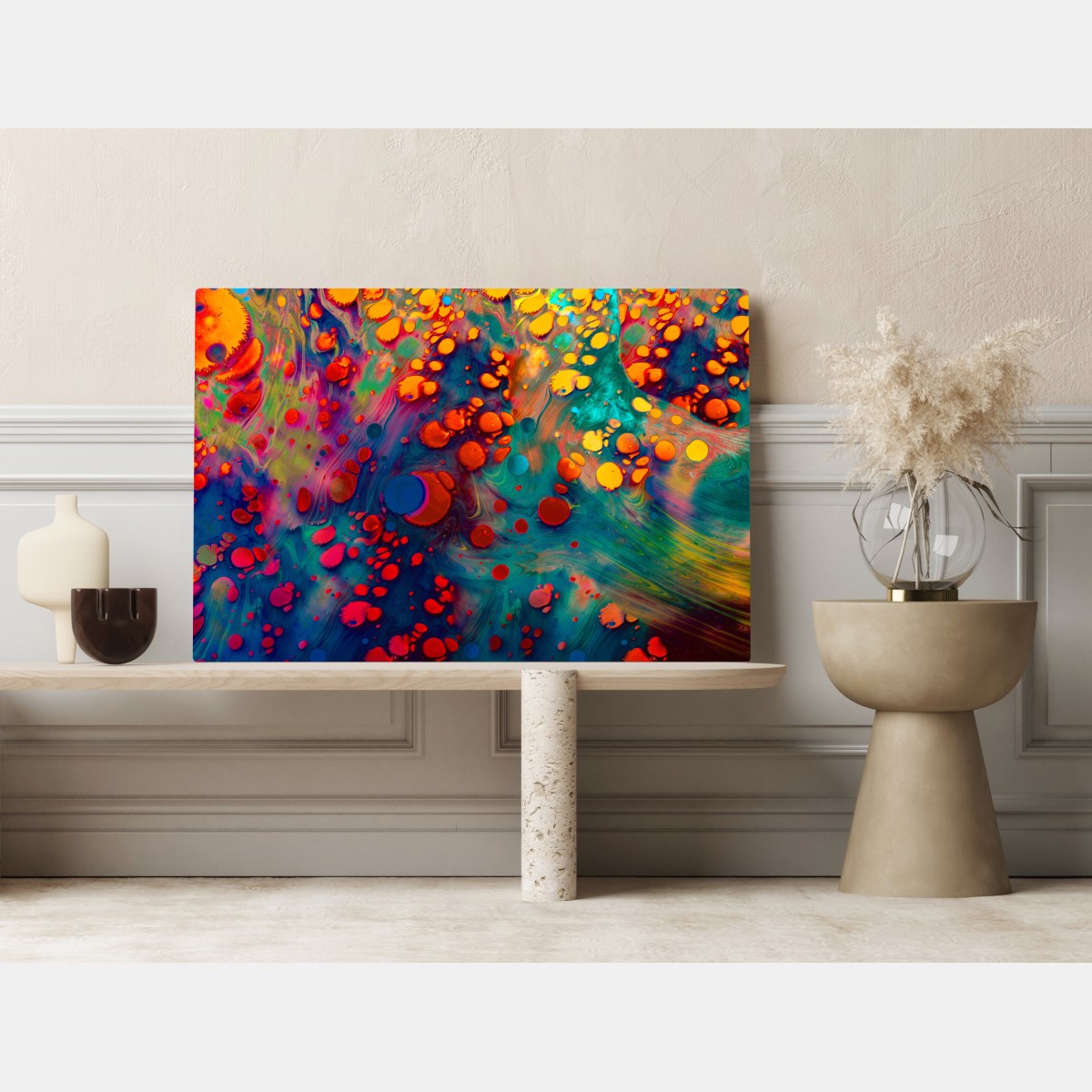 Leinwandbild lebendige türkis-orange marmorierte kunst – Wallnifity®