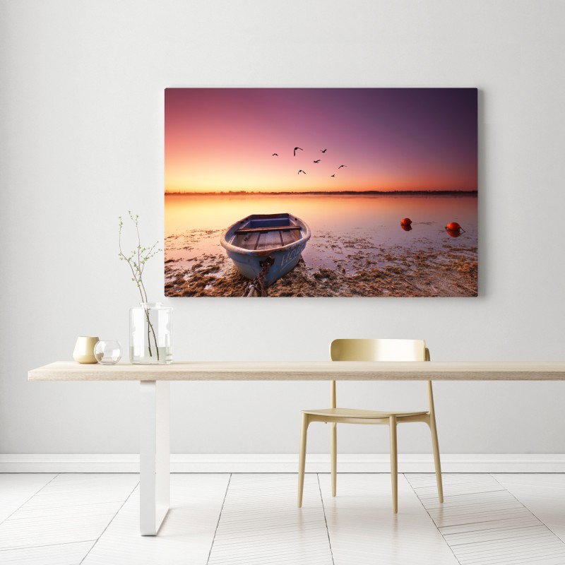 Leinwandbild friedliche bootsstimmung im abendlicht – Wallnifity® Leinwandbild friedliche bootsstimmung im abendlicht – Wallnifity®