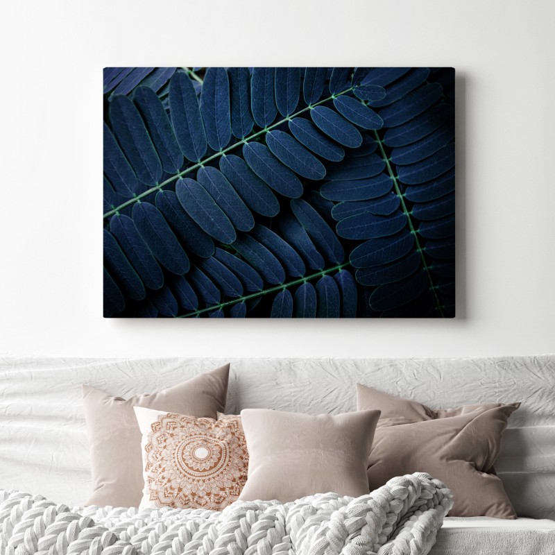 Leinwandbild tiefblaues blattmuster – Wallnifity® Leinwandbild tiefblaues blattmuster – Wallnifity®