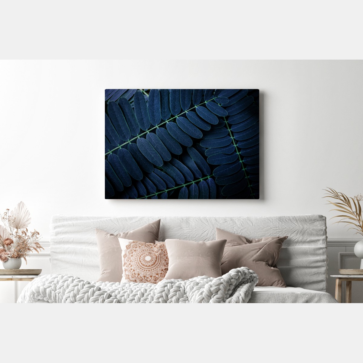 Leinwandbild tiefblaues blattmuster – Wallnifity® Leinwandbild tiefblaues blattmuster – Wallnifity®