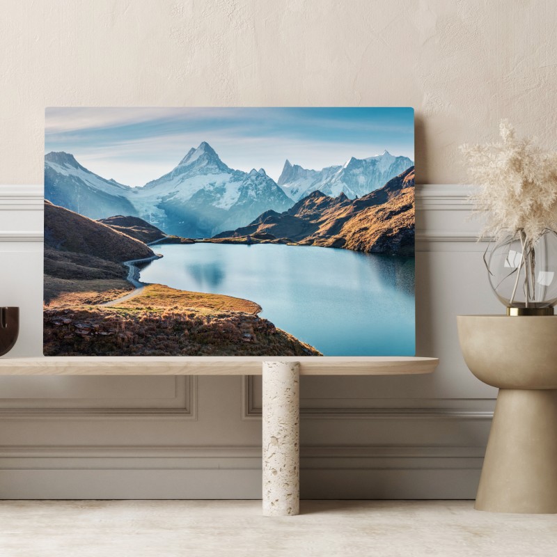 Leinwandbild sonnenaufgang über Bachalpsee, Schweizer Alpen – Wallnifity® Leinwandbild sonnenaufgang über Bachalpsee, Schweizer Alpen – Wallnifity®