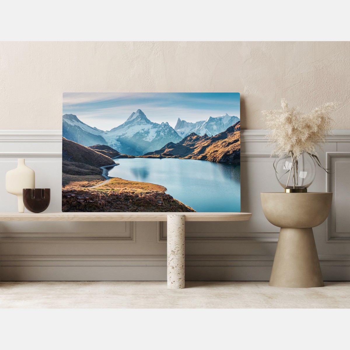 Leinwandbild sonnenaufgang über Bachalpsee, Schweizer Alpen – Wallnifity® Leinwandbild sonnenaufgang über Bachalpsee, Schweizer Alpen – Wallnifity®