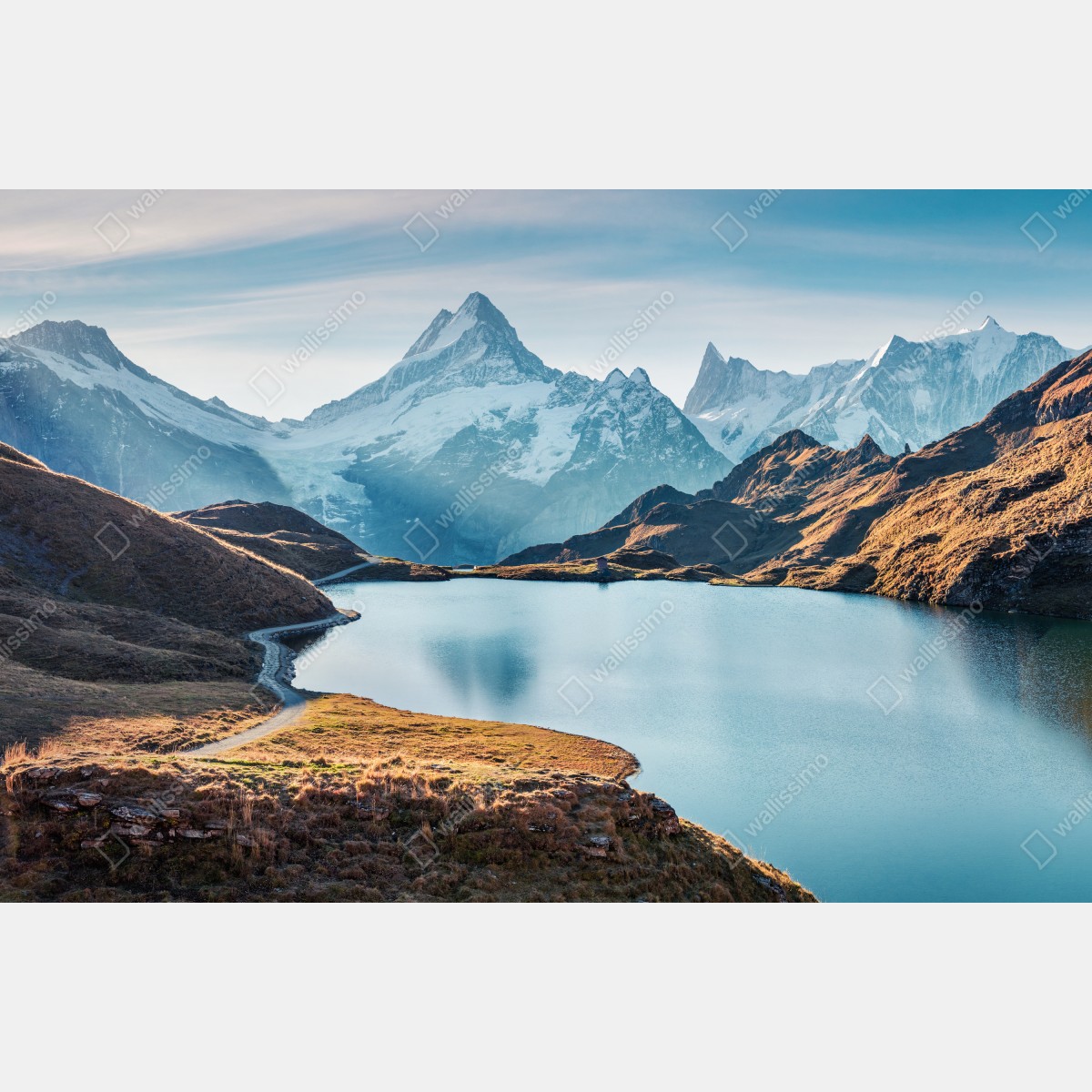 Leinwandbild sonnenaufgang über Bachalpsee, Schweizer Alpen – Wallnifity® Leinwandbild sonnenaufgang über Bachalpsee, Schweizer Alpen – Wallnifity®