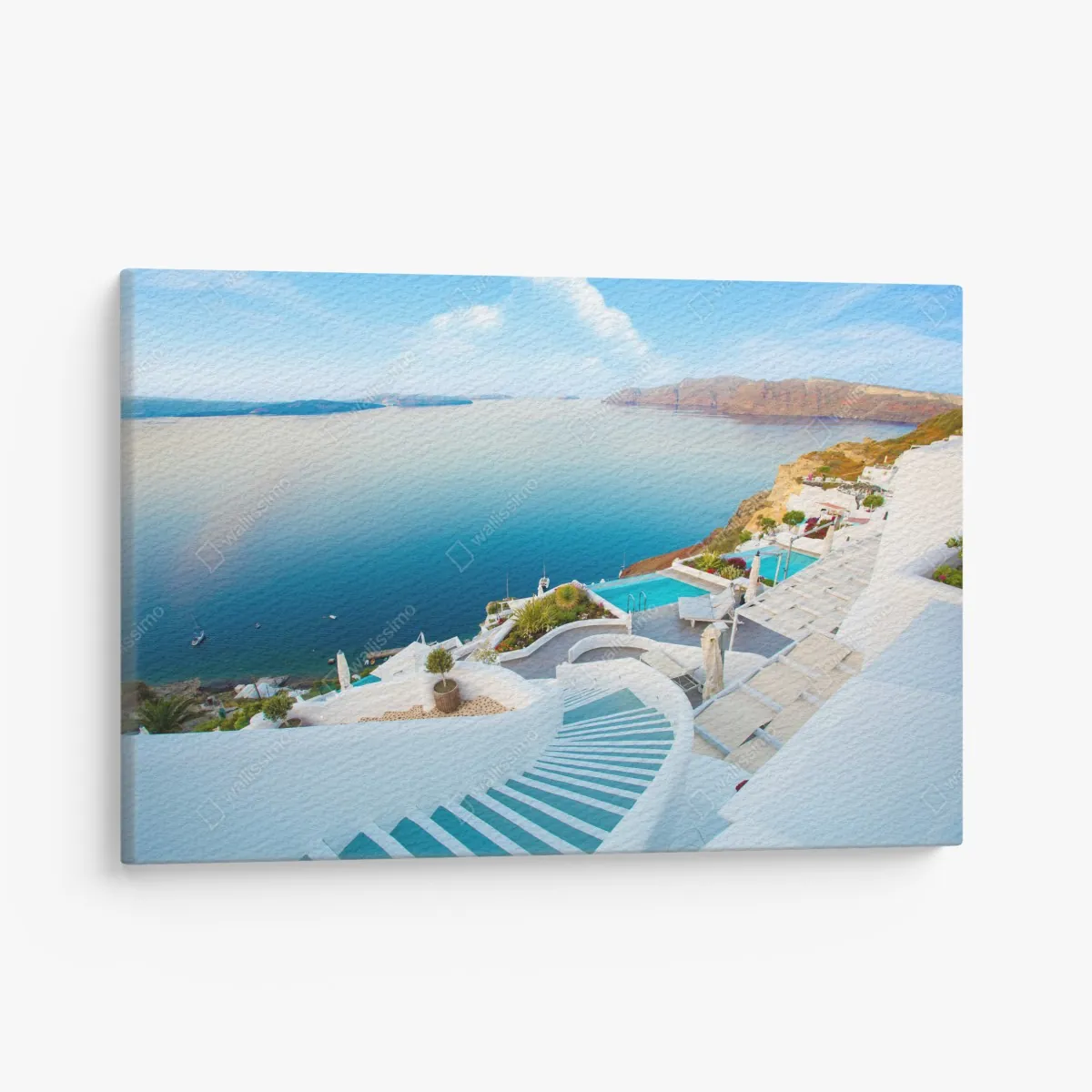 Leinwandbild Santorini meerblick terrasse – Wallnifity® Leinwandbild Santorini meerblick terrasse – Wallnifity®