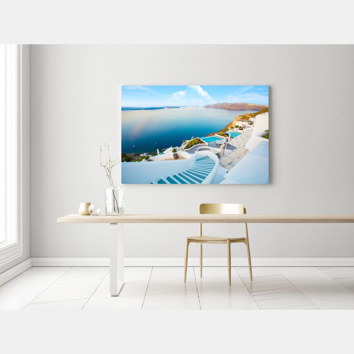 Leinwandbild Santorini meerblick terrasse – Wallnifity® Leinwandbild Santorini meerblick terrasse – Wallnifity®