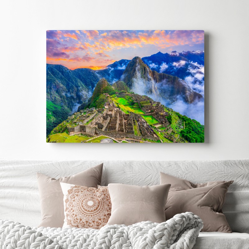 Leinwandbild sonnenuntergang über Machu Picchu antike Inka-zitadelle – Wallnifity® Leinwandbild sonnenuntergang über Machu Picchu antike Inka-zitadelle – Wallnifity®