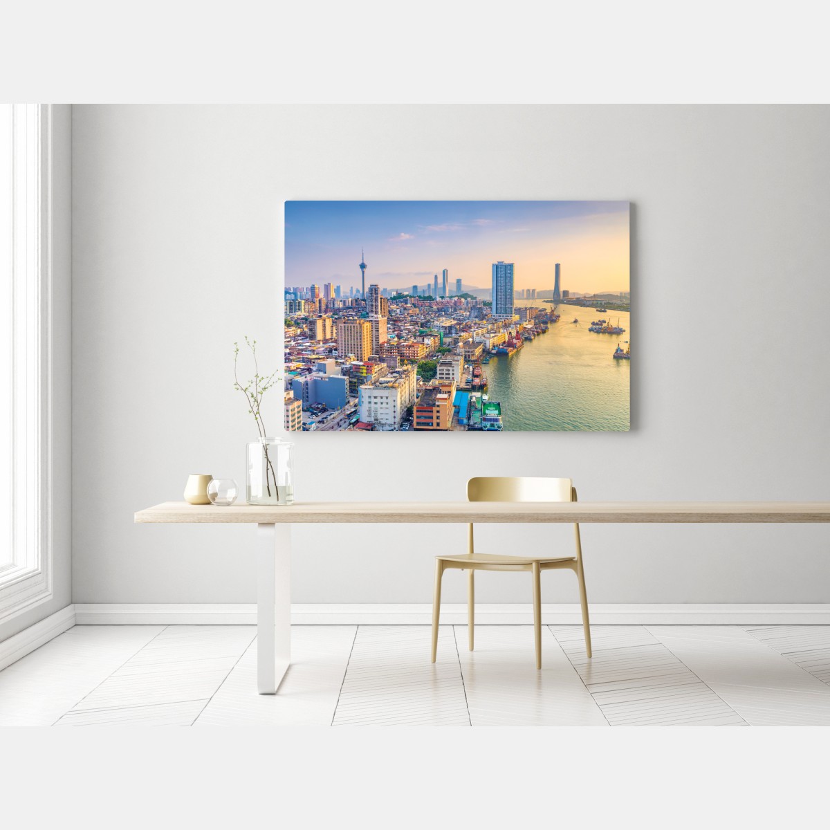 Leinwandbild Macau skyline bei sonnenuntergang – Wallnifity® Leinwandbild Macau skyline bei sonnenuntergang – Wallnifity®