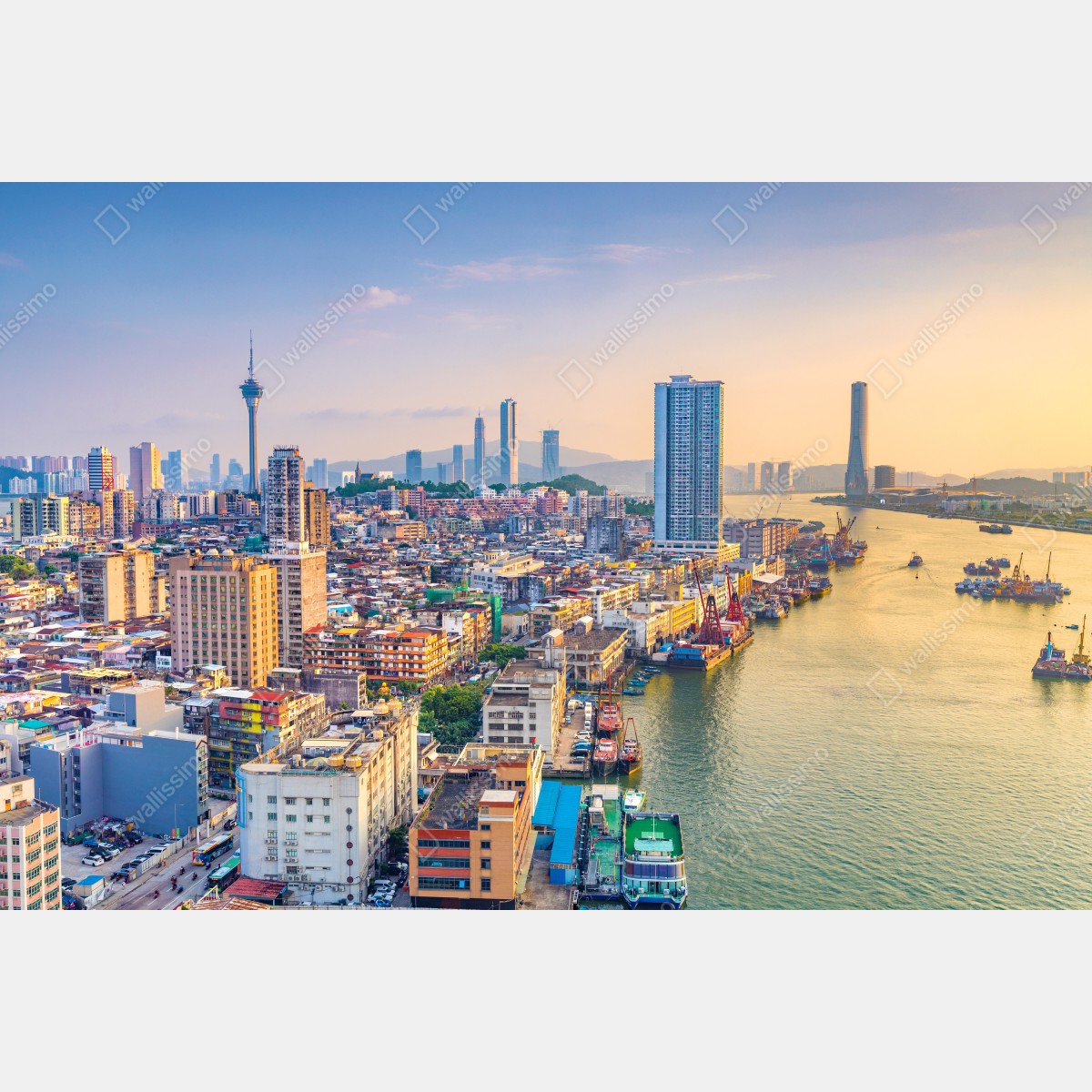 Leinwandbild Macau skyline bei sonnenuntergang – Wallnifity® Leinwandbild Macau skyline bei sonnenuntergang – Wallnifity®