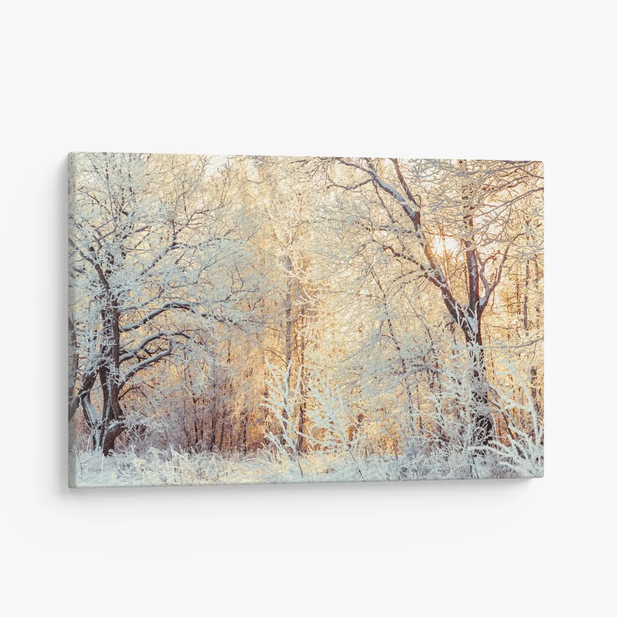 Leinwandbild wintersonne im verschneiten wald – Wallnifity® Leinwandbild wintersonne im verschneiten wald – Wallnifity®