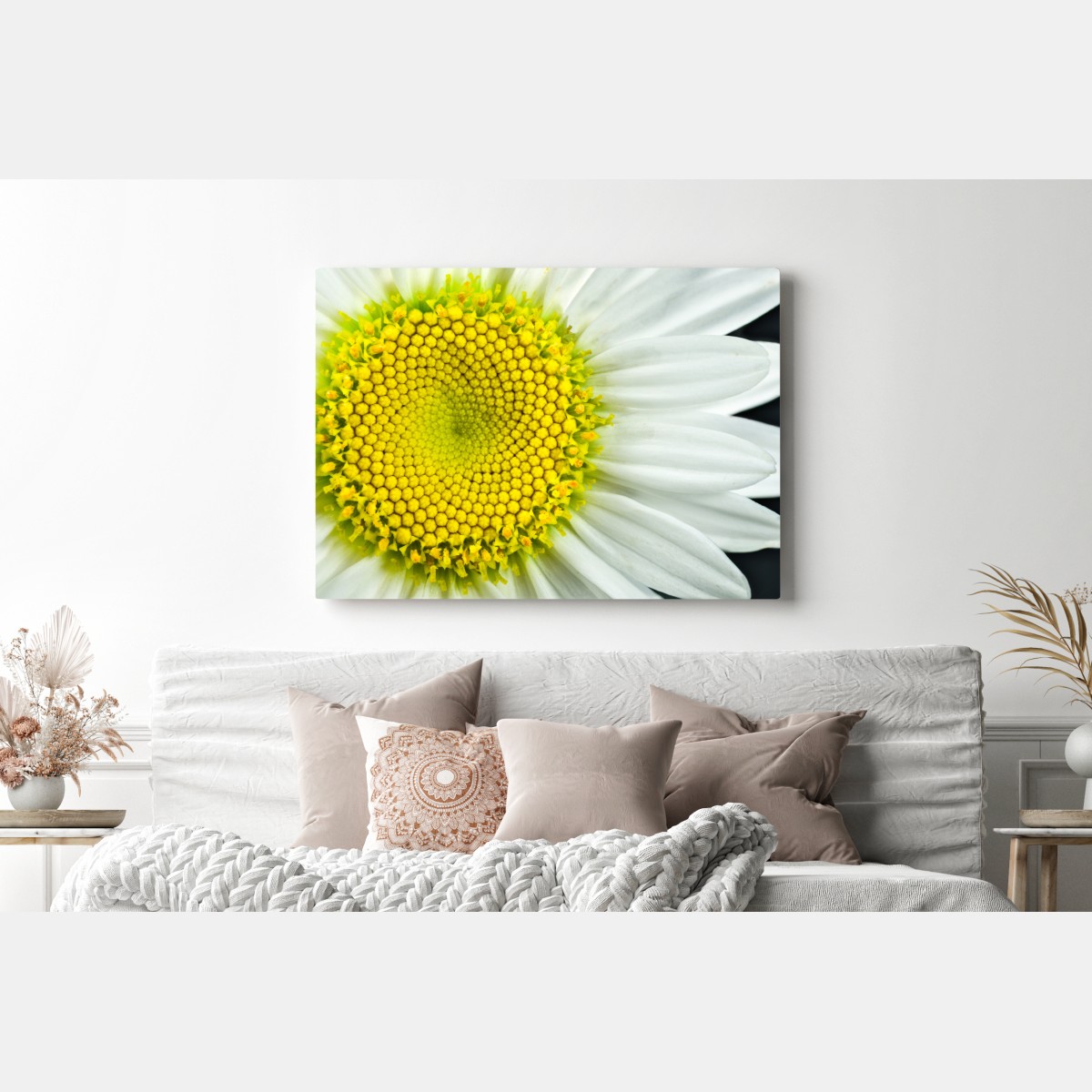 Leinwandbild makro gänseblümchen spiralmuster – Wallnifity® Leinwandbild makro gänseblümchen spiralmuster – Wallnifity®