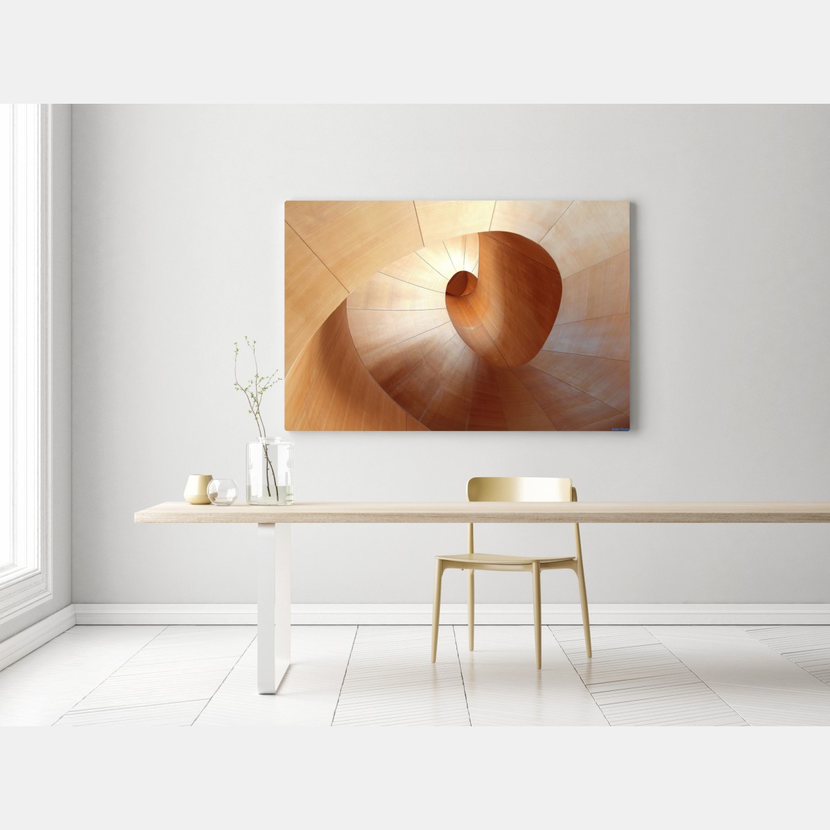 Leinwandbild warme holzspirale – Wallnifity® Leinwandbild warme holzspirale – Wallnifity®