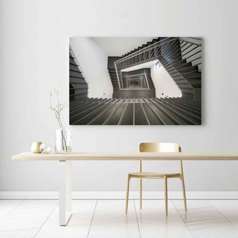 Leinwandbild geometrisches treppenhaus in perspektive – Wallnifity® Leinwandbild geometrisches treppenhaus in perspektive – Wallnifity®