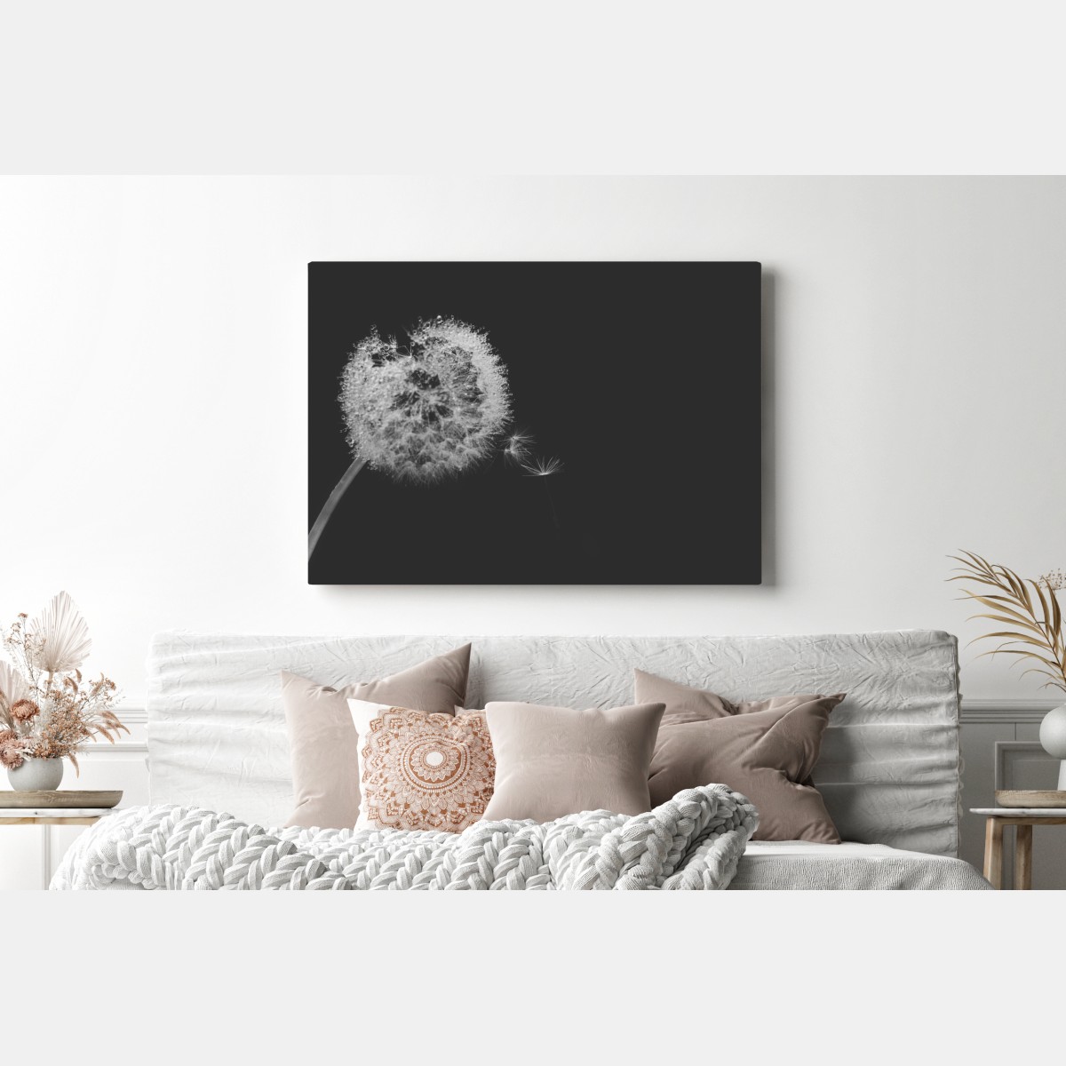 Leinwandbild zarter löwenzahn in monochrom – Wallnifity® Leinwandbild zarter löwenzahn in monochrom – Wallnifity®