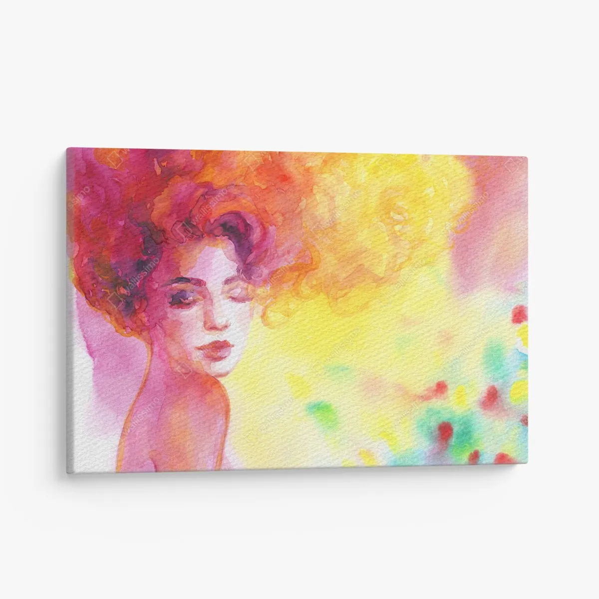 Leinwandbild leuchtendes aquarellporträt einer frau – Wallnifity® Leinwandbild leuchtendes aquarellporträt einer frau – Wallnifity®