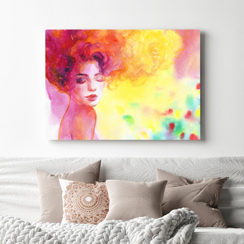 Leinwandbild leuchtendes aquarellporträt einer frau – Wallnifity® Leinwandbild leuchtendes aquarellporträt einer frau – Wallnifity®