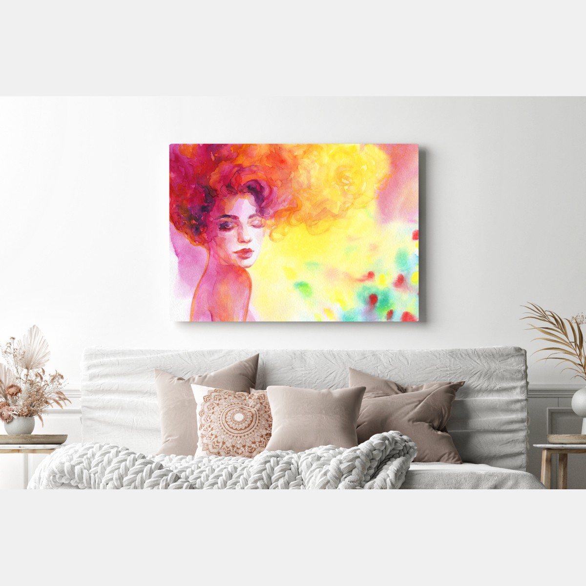 Leinwandbild leuchtendes aquarellporträt einer frau – Wallnifity® Leinwandbild leuchtendes aquarellporträt einer frau – Wallnifity®