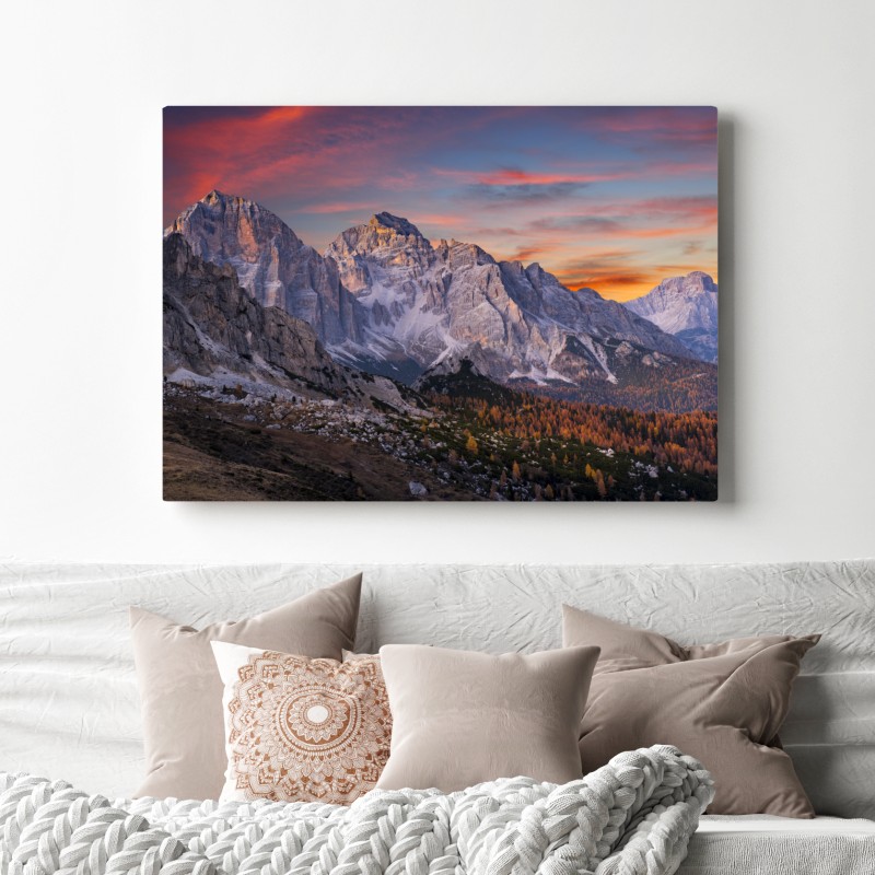 Leinwandbild majestätischer herbstlicher sonnenuntergang in den bergen – Wallnifity® Leinwandbild majestätischer herbstlicher sonnenuntergang in den bergen – Wallnifity®