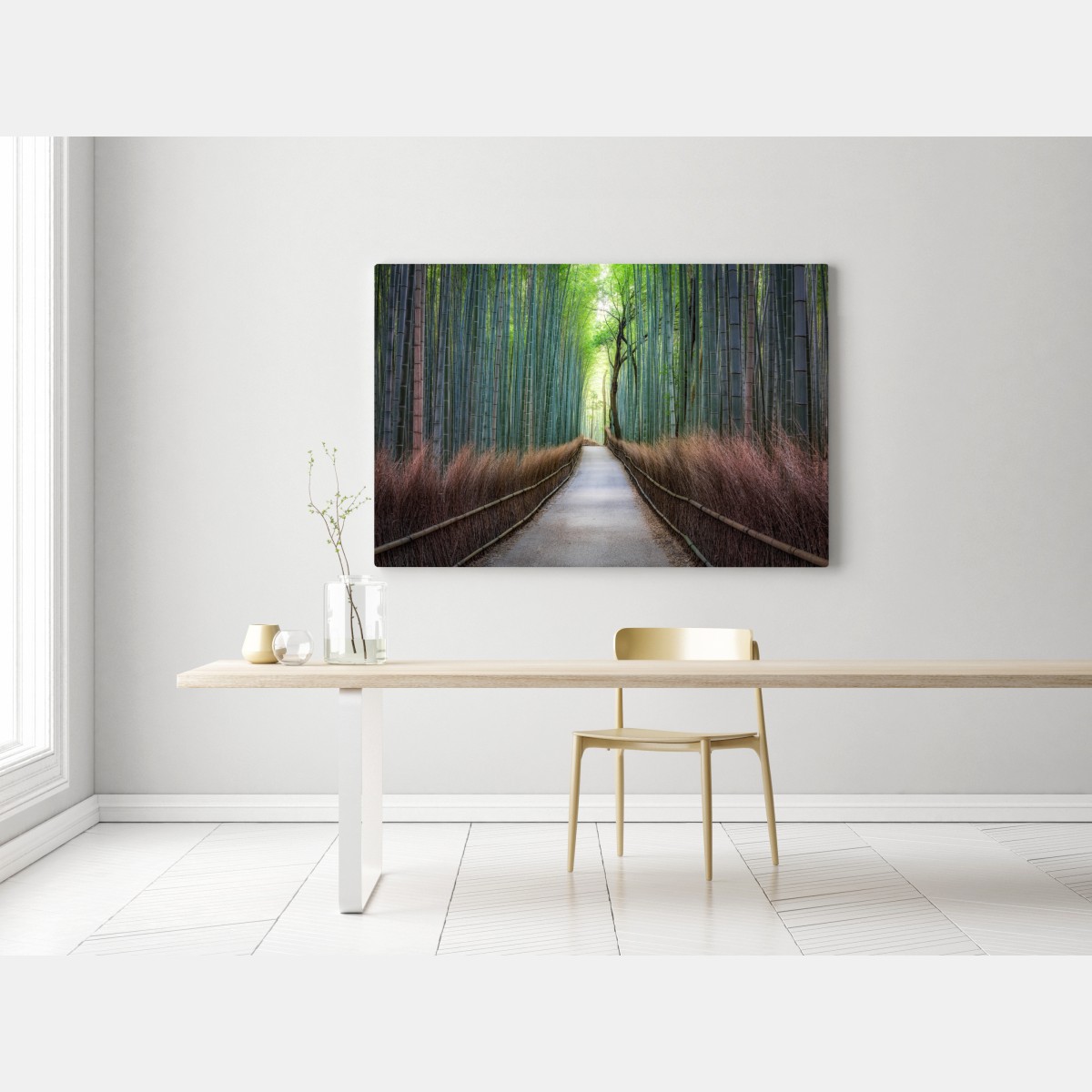 Leinwandbild ruhiger bambuswaldweg – Wallnifity® Leinwandbild ruhiger bambuswaldweg – Wallnifity®