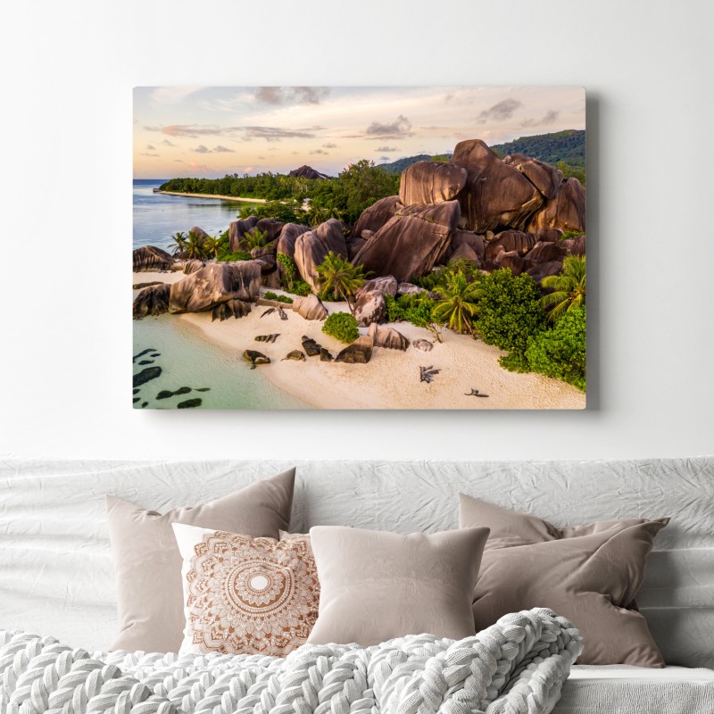 Leinwandbild Anse d'Argent tropischer granitstrand – Wallnifity®