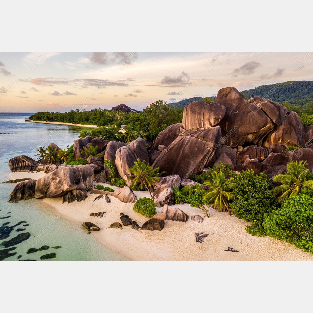 Leinwandbild Anse d'Argent tropischer granitstrand – Wallnifity®