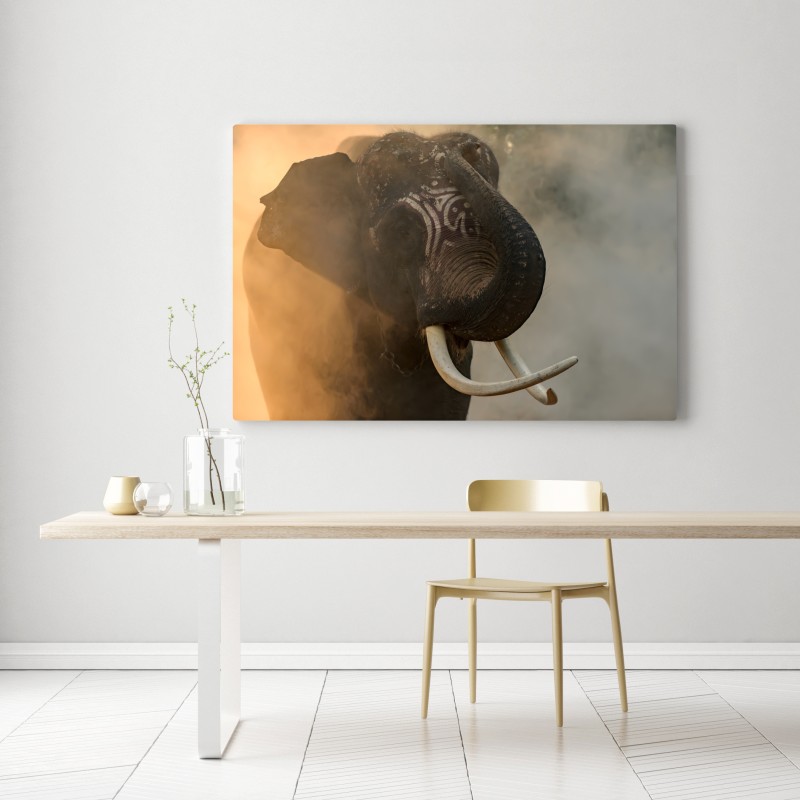 Leinwandbild majestätischer Thai-elefant mit stoßzähnen – Wallnifity® Leinwandbild majestätischer Thai-elefant mit stoßzähnen – Wallnifity®
