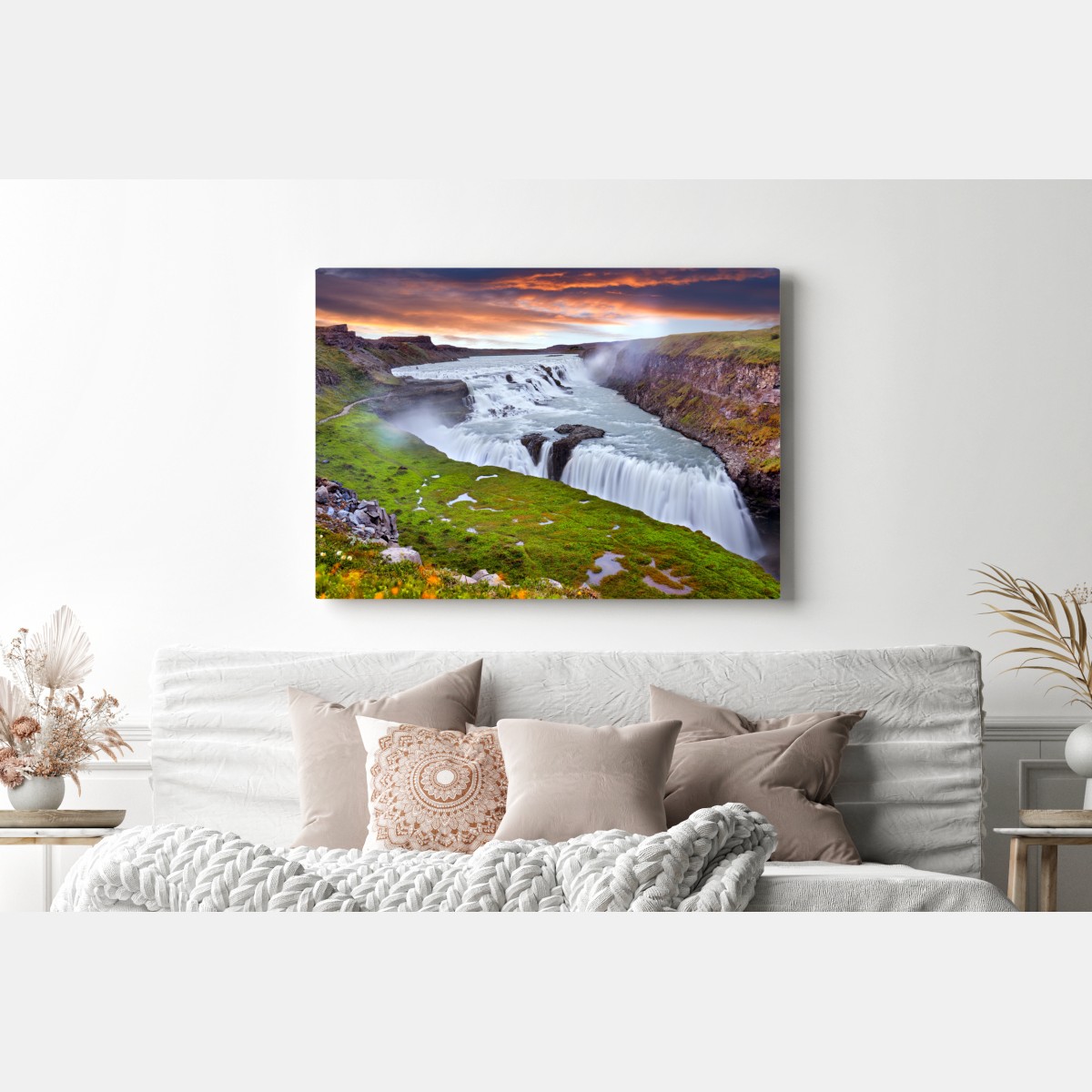 Leinwandbild panoramablick auf den wasserfall Gullfoss – Wallnifity® Leinwandbild panoramablick auf den wasserfall Gullfoss – Wallnifity®