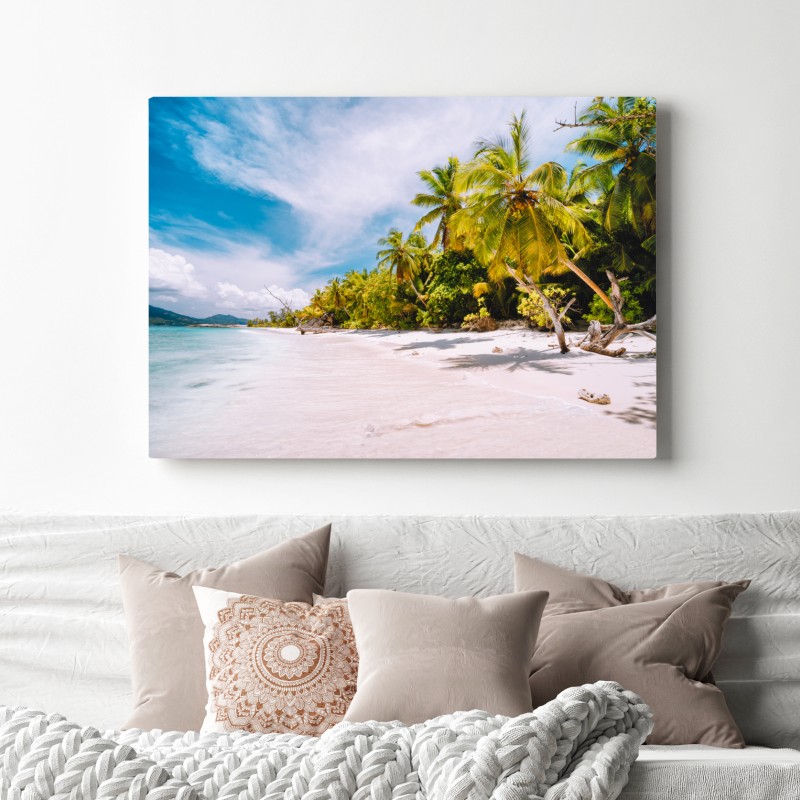 Leinwandbild tropischer strandidyll mit palmen – Wallnifity® Leinwandbild tropischer strandidyll mit palmen – Wallnifity®