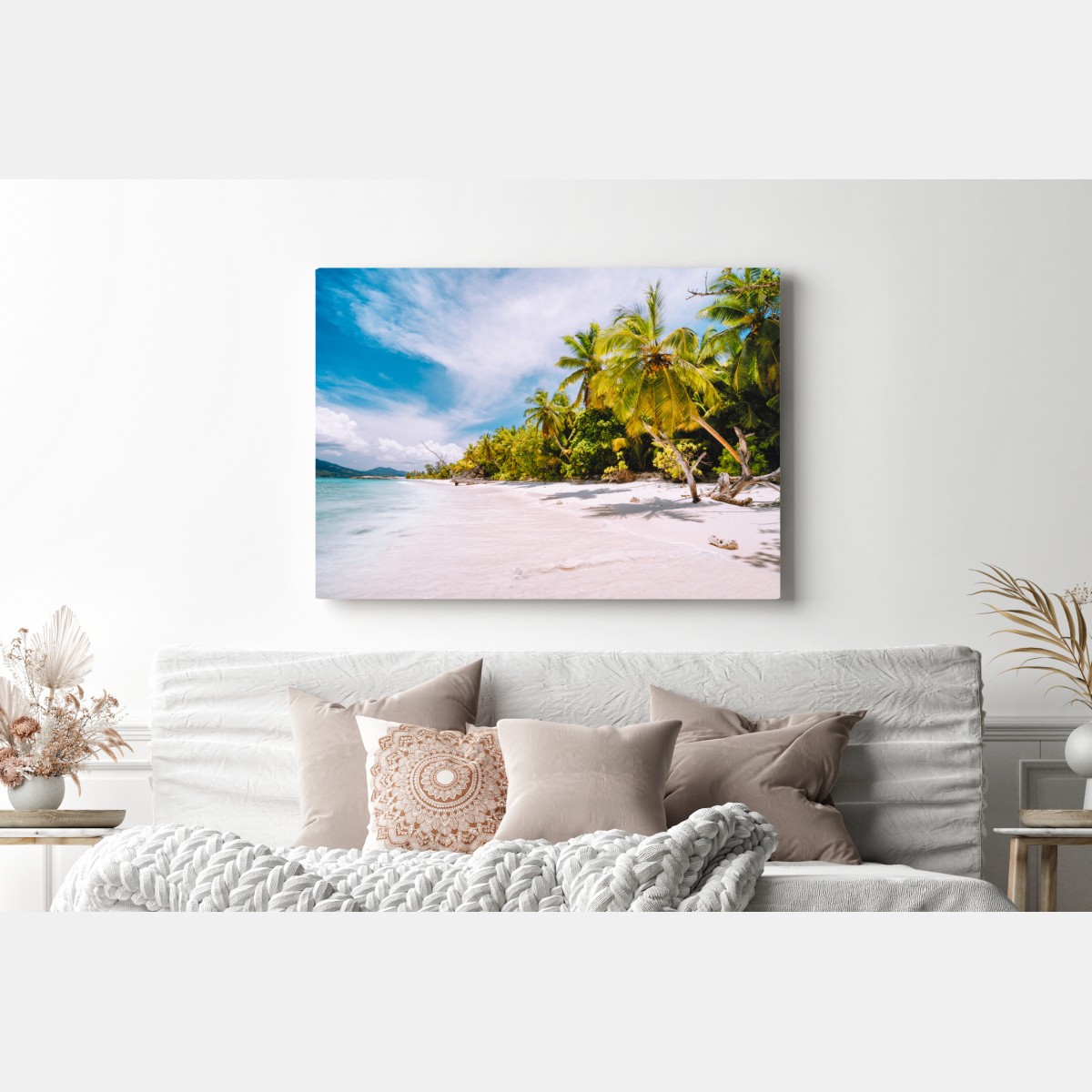 Leinwandbild tropischer strandidyll mit palmen – Wallnifity® Leinwandbild tropischer strandidyll mit palmen – Wallnifity®